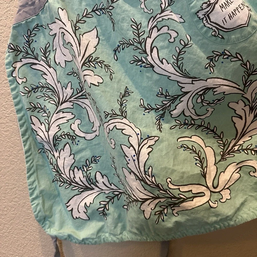 Anthropologie Molly Hatch Apron Make it Happen Blue Shower Hostess Mom 27x32